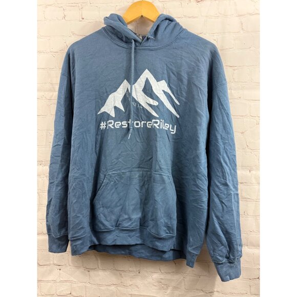 Restore Riley Hoodie Adult Size Large Sky Blue Gildan Heavy Blend Casual - Picture 1 of 9